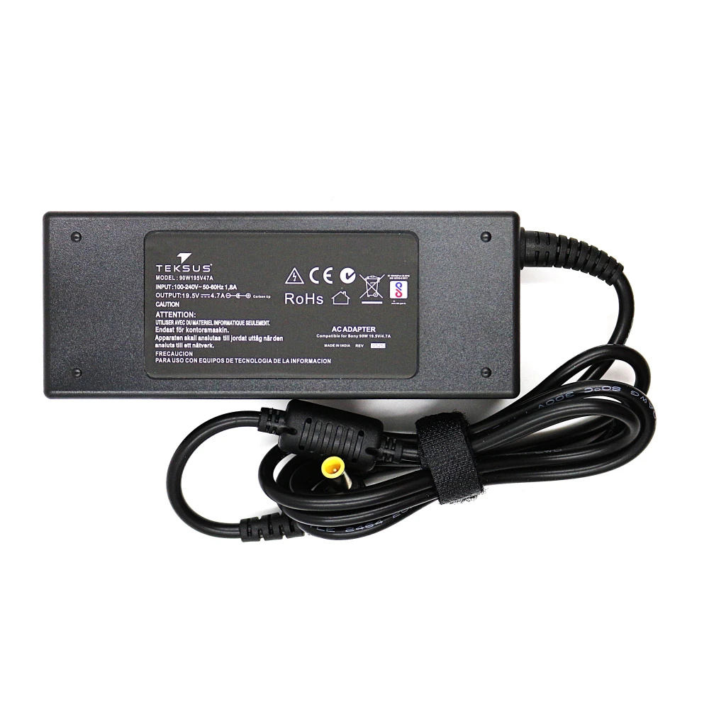 Teksus Laptop Adapter Compatible For Sony 90w | 19.5v/4.7a | 6.5mm x 4.4mm view 2